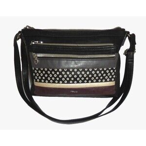 Vintage Relic Shoulder Bag Crossbody Purse Double Straps Pockets Polka Dots